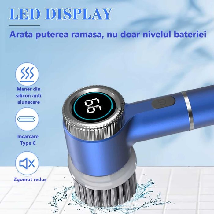 Perie de curatare electrica portabila, ideala pentru bucatarie si baie