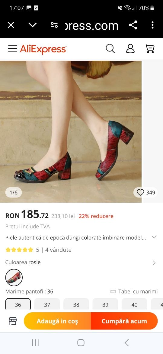 Pantofi noi din piele mas 38