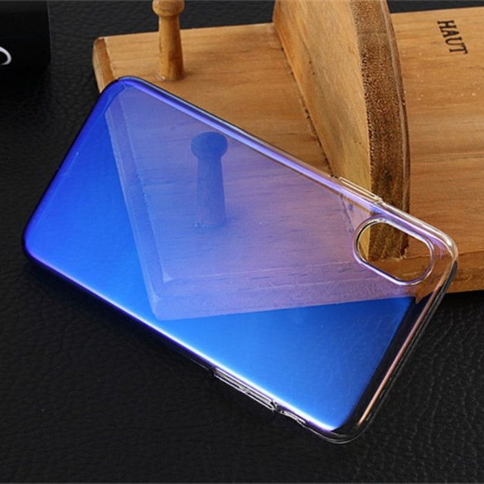 Husa Apple iPhone XS, Gradient Color Cameleon Albastru-Galben
