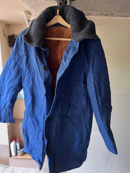 Ватирана шуба с третирана агнешка кожа