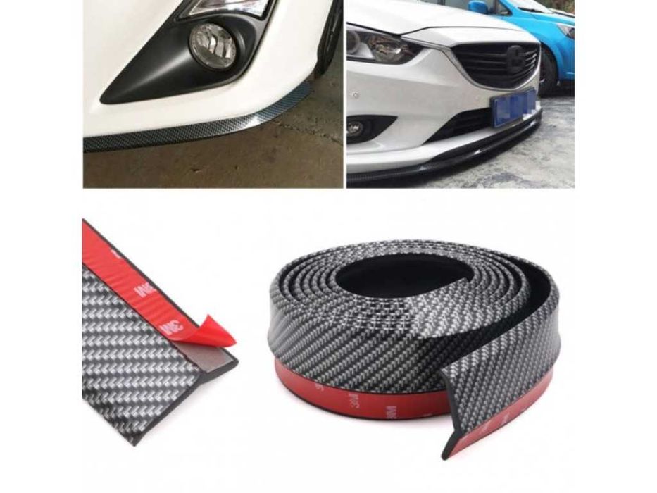 Универсален гумен Лип Спойлер за предна броня - КАРБОН*