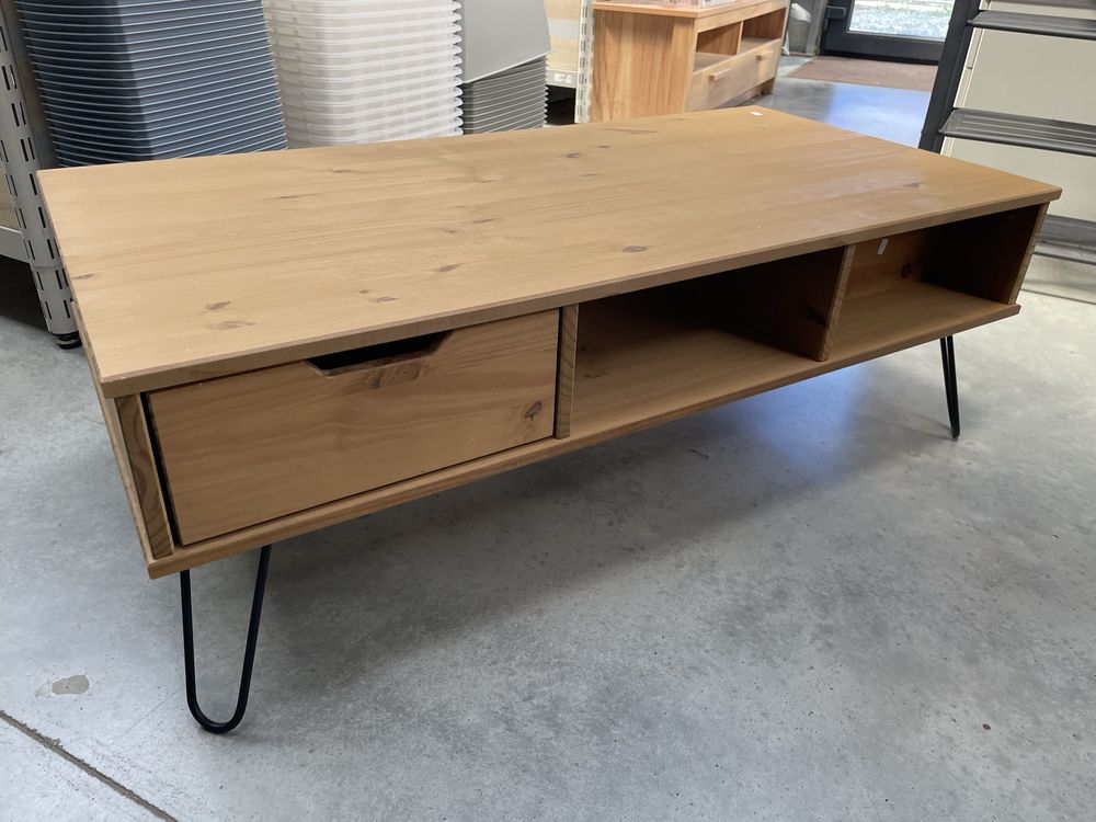 Masă cafea lemn masiv și picioare din fier  110cm x 55cm x 38cm