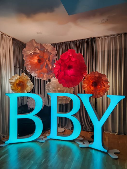 Litere volumetrice luminoase colorate botez, nunta, majorat, petrecere