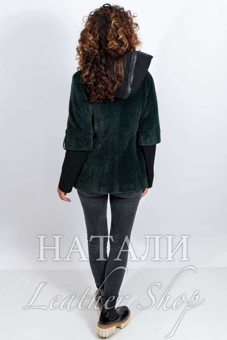 Дамски кожух от алпака с косъм Диана Black