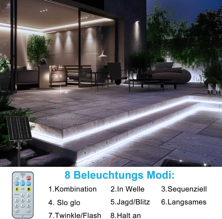 Соларна LED лента 10 метра, IP68, 200 LED диода