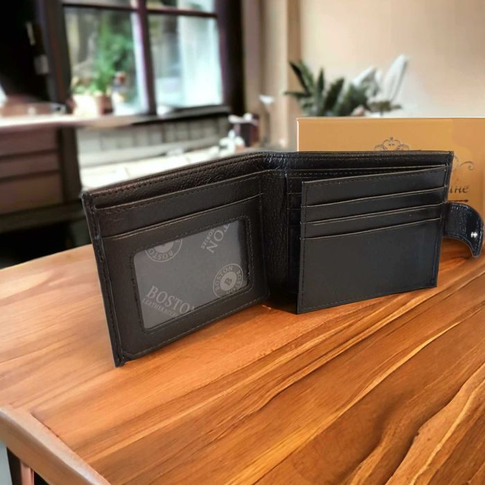 Лазерно гравирано мъжко портмоне от италианска естествена кожа