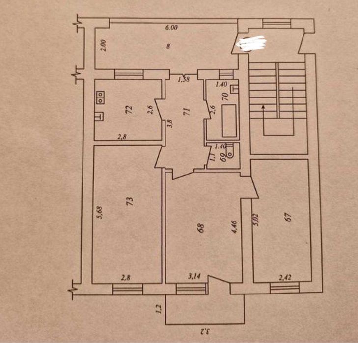 Ш-Руставели 3/2/5 Кирпичный 72м2
