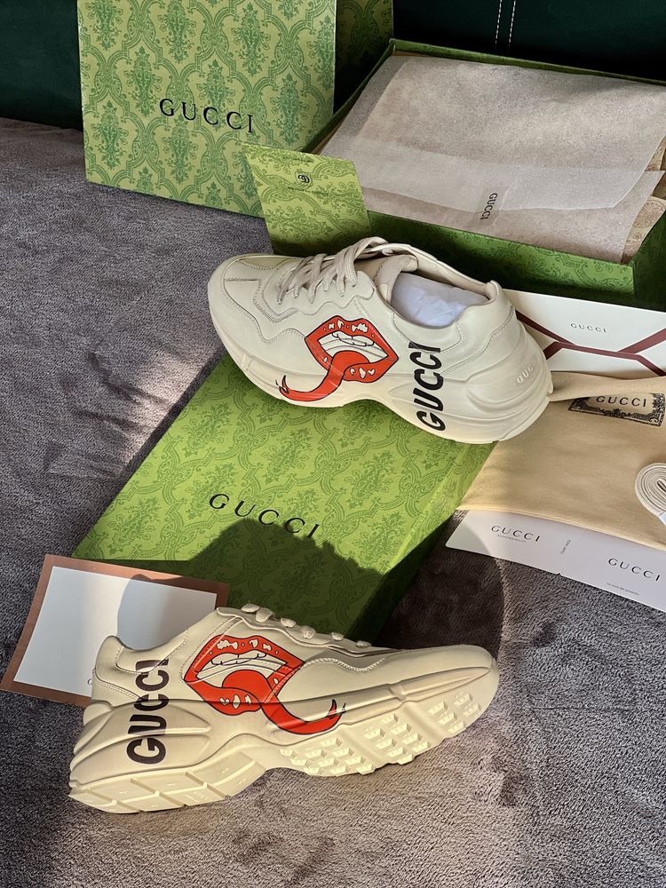 Gucci Rhyton Leather Trainers
