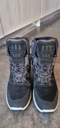 Мъжки непромокаеми кожени туристически обувки за преходи sh500 u-warm