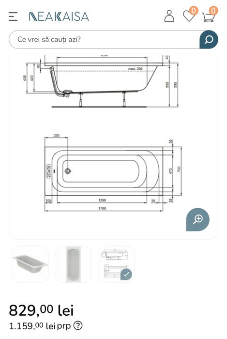 Cada Ideal standard Simplicity 170x70