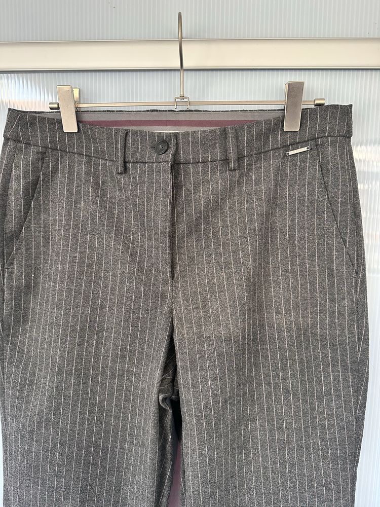 късо палто яке Massimo dutti вълнена яка кожа 100%