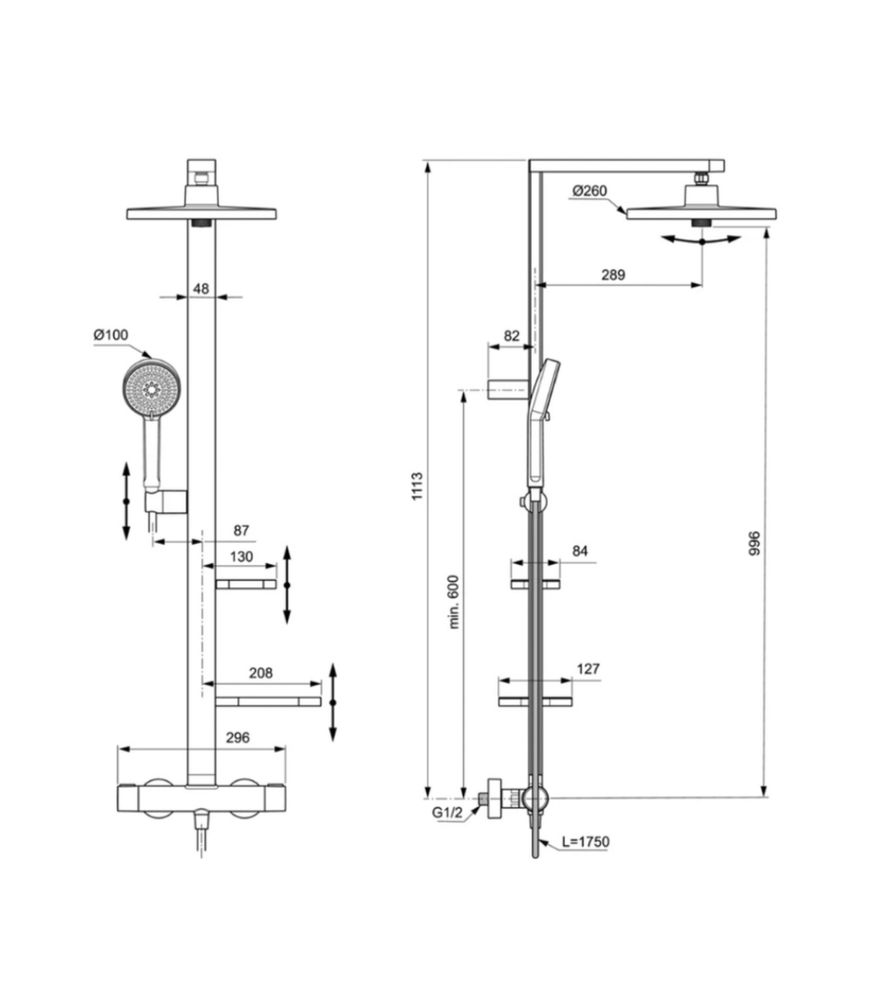 Душ система с термостат Ideal Standard CERATHERM ALU+ BD583XG