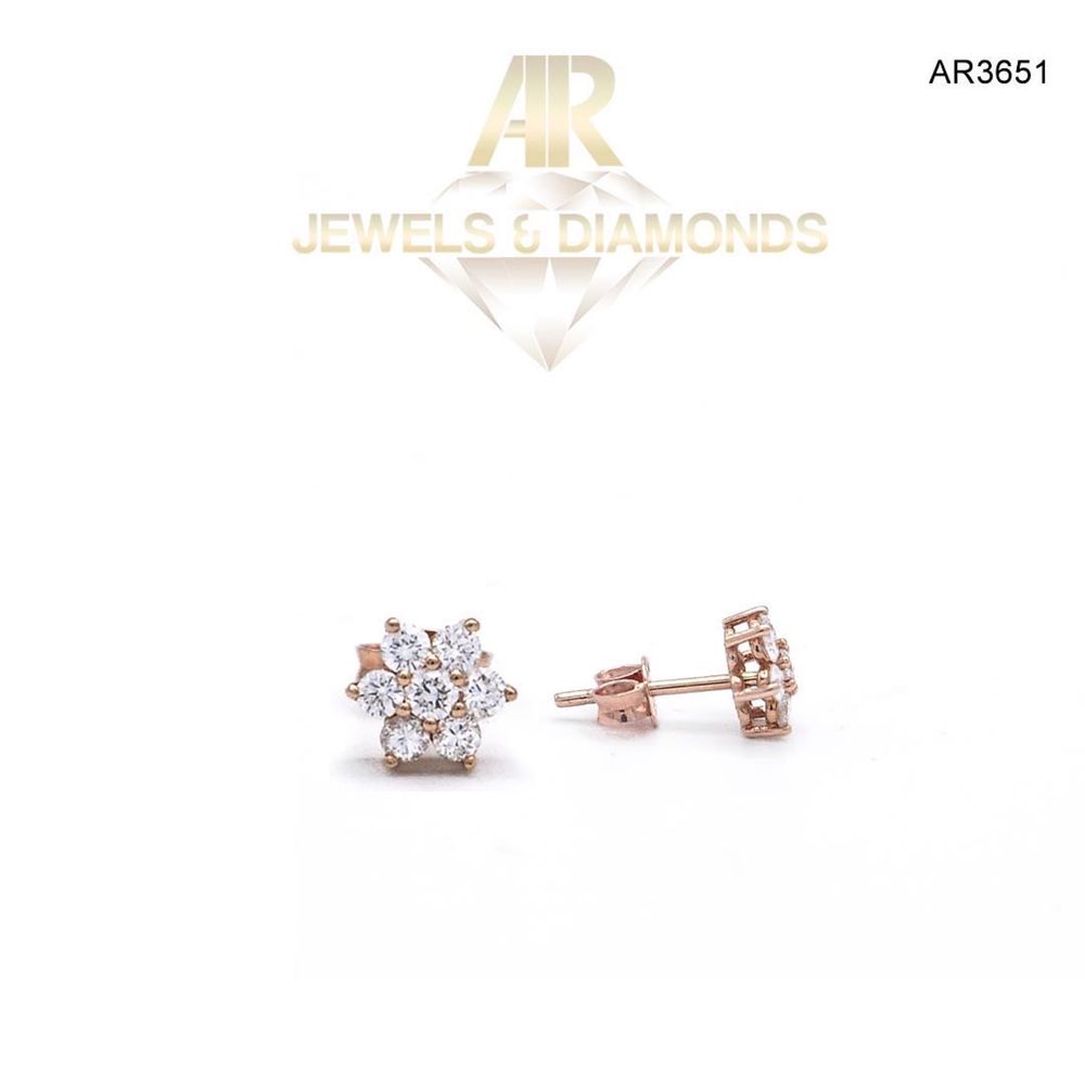 Cercei Aur Rose 14 L cu diamante model nou deosebit ARJEWELS(AR3651)