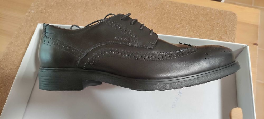 Geox, Нови кожени обувки Brogue Dublin, Мъжки, Черни, 42