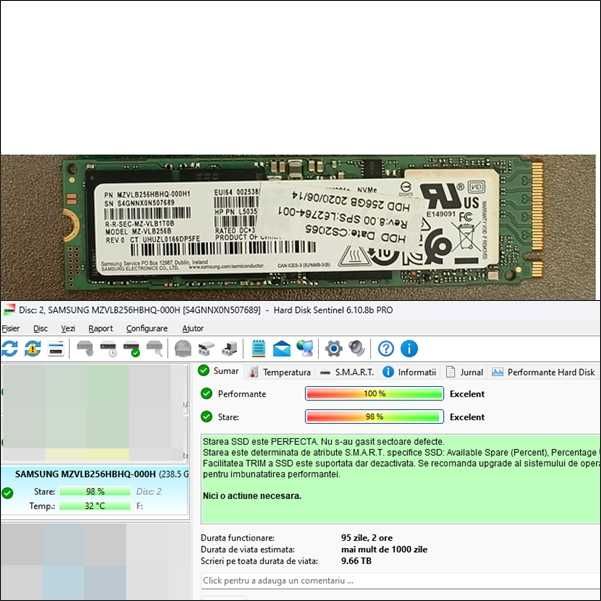 Ssd m2 NVME Samsung 256 GB Testat/verificat m.2 2280 pcie gen3 x4