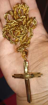 Lanț cu cruce placat cu aur