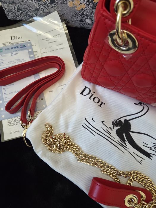 Lady Dior Mini Red Gold Hardware