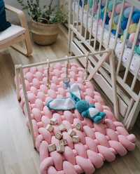 Бебешка постелка за игра ръчно плетена постелка за детска количка