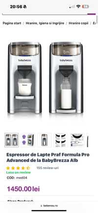 Espressor de Lapte Praf Formula Pro Advanced de la BabyBrezza Alb
