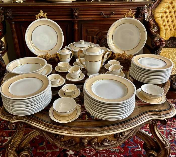 Elegant serviciu de masa-12 persoane-Limoges-marcat-73 piese-Franta