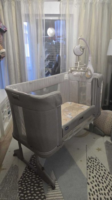 Patuț copii ,bebe, 1-4 ani CHICCO Next2Me Forever - Moon Grey