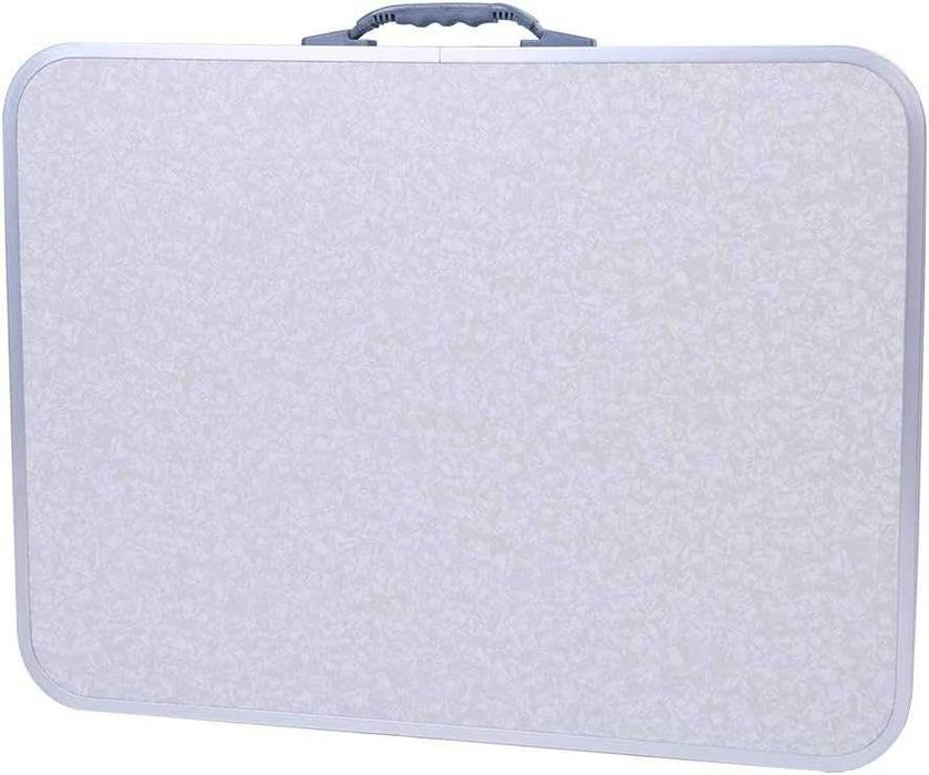 Masa pliabila, 60x45x56 cm, aluminiu, usoara, alb si argintiu