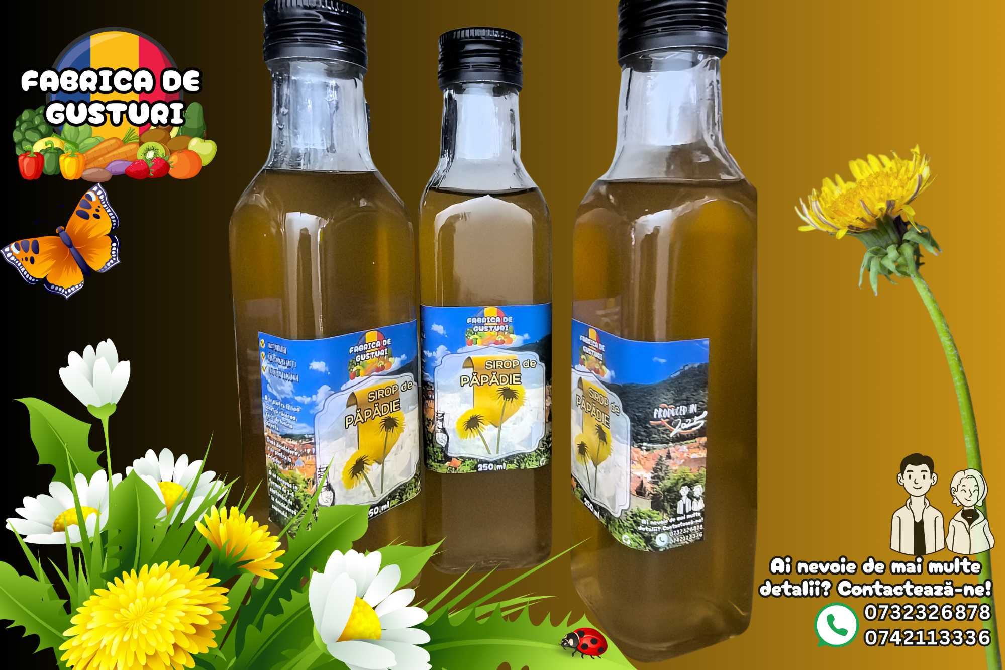 Sirop de păpădie - producție 100% naturală
