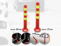 Stâlp reflectorizant portocaliu de avertizare cu flex de PU 68-75 cm