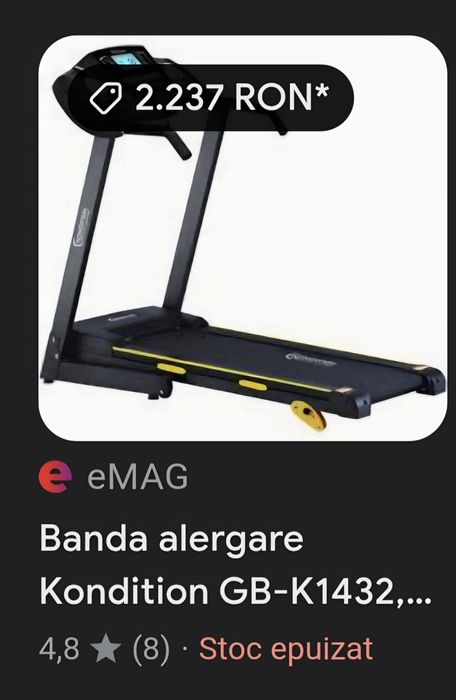 Banda alergare Kondition GB-K1432, 1.25 cai putere, viteza: 0.8-13.5 k
