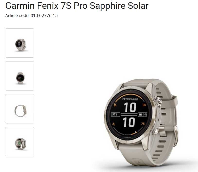 Garmin Fenix 7S Pro Sapphire Solar