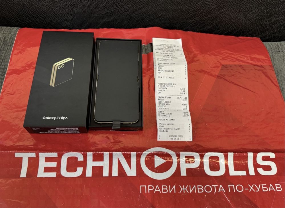 КАТО НОВ 512GB Samsung Z Flip 6 Technopolis Гаранция 2026 г. Yellow