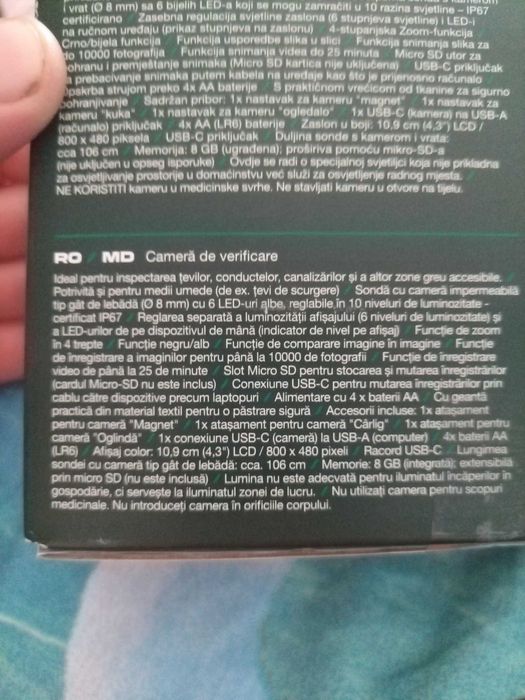 Camera endoscopica pentru inspectie cu display