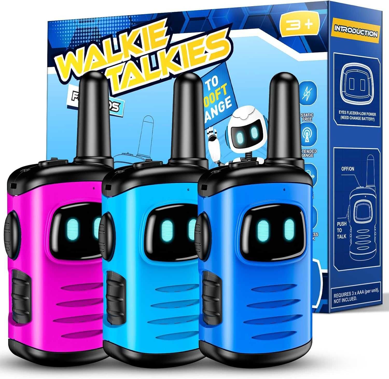 EUCOCO Детски комплект от 3 броя радиостанции- Walkie Talkie