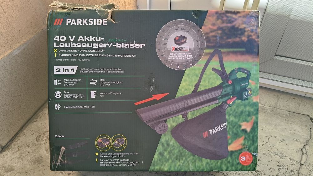 Suflanta aspirator Parkside cu funcție de maruntire cu acumulator