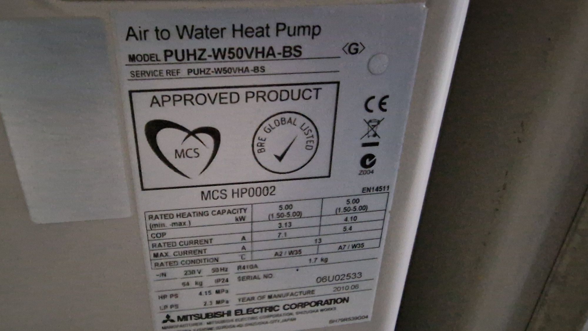 Термопомпа mitsubishi ecodan 5kw PUHZ-W50VH отлична моноблок
