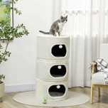 PawHut Котешка къщичка, 4 нива, с възглавница