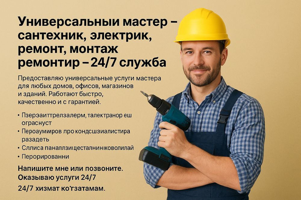 УНИВЕРСАЛЬНЫЙ МАСТЕР – Муж на час!
Муж на час!