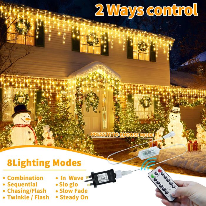 Коледни LED лампички в цвят жълто тип висулки 15+5M 506 LED Декорация