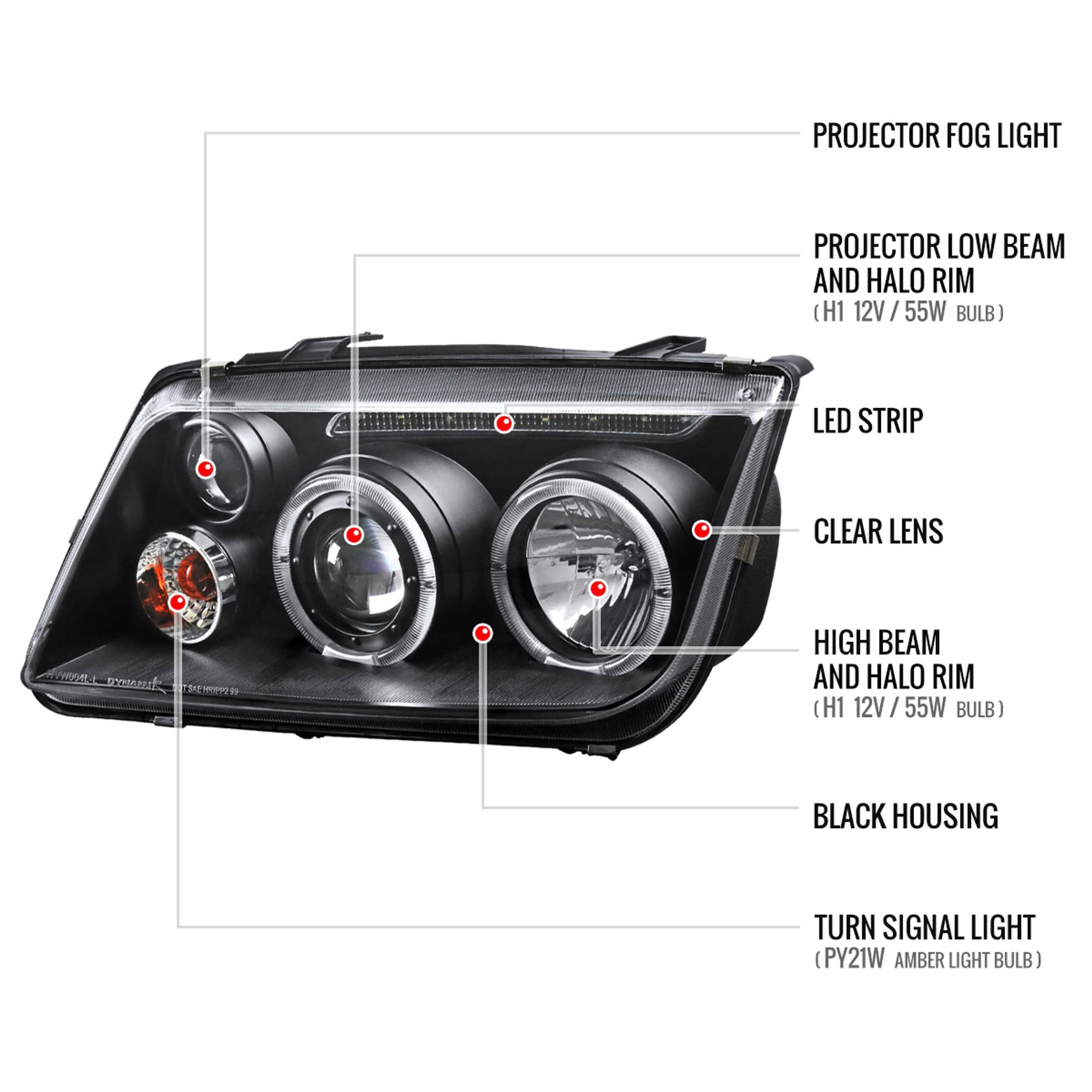 Фарове VW Бора Лед Тунинг нови тъмни Bora Led angle eyes Черни