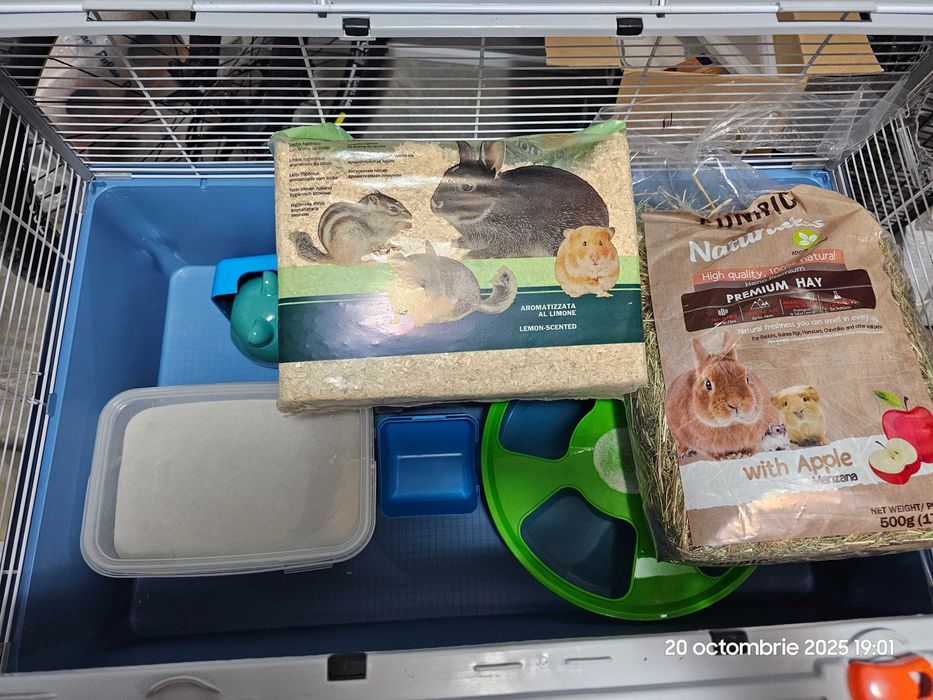 FERPLAST Cusca pentru hamsteri rozatoare Alb/Albastru, 78x48x39 cm