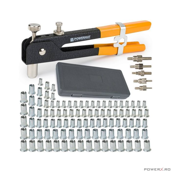Pistol cleste pentru nituit, popnituri 86 piese, Powermat