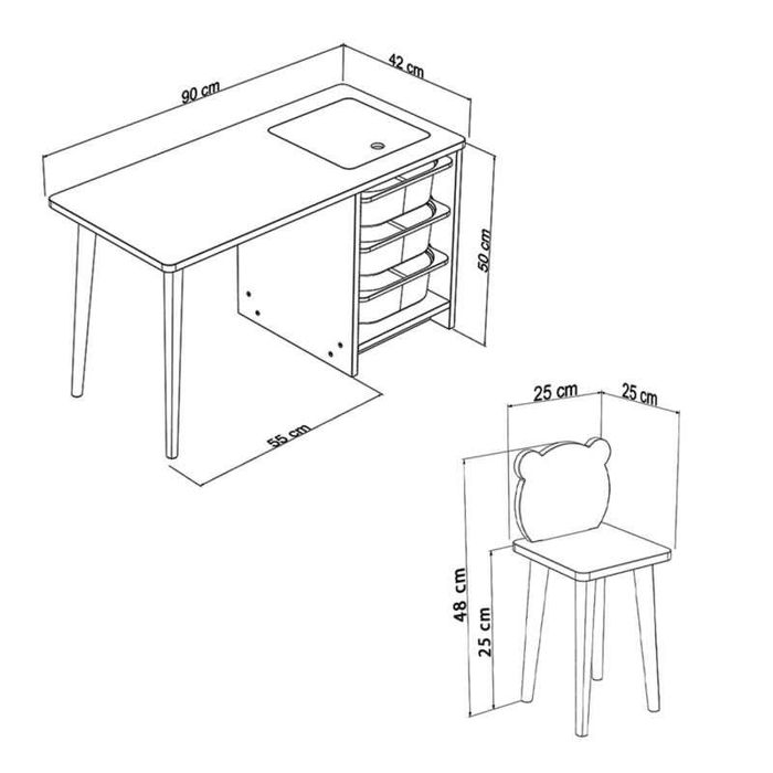 Бюро, HM18222.01, Бял, Пдч, 90х42х50см.
