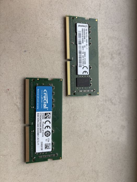 2×8GB DDR4 2400MHz SODIMM (Crucial + Kingston) – лаптоп RAM