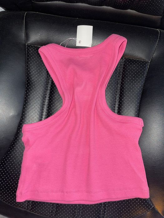 miu miumiu топ цикламен къс розов миу миумиу крос къс тениска розова