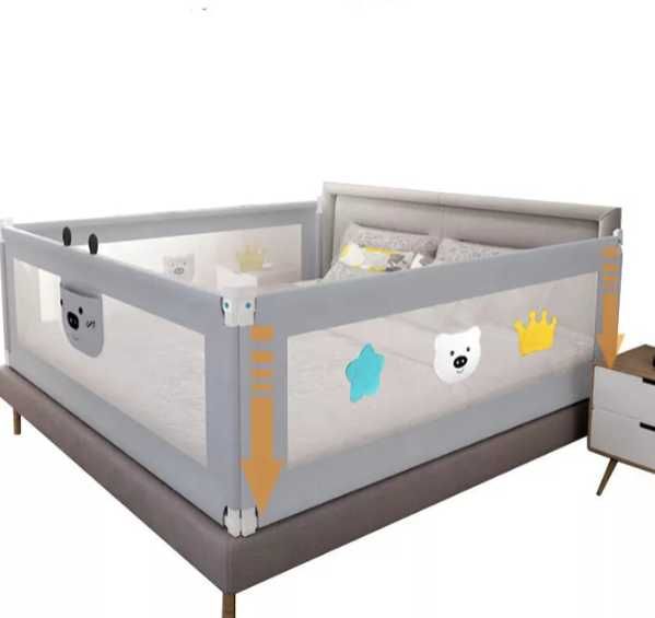 Set 4 bariere protectie culisante pentru pat, inaltime reglabila