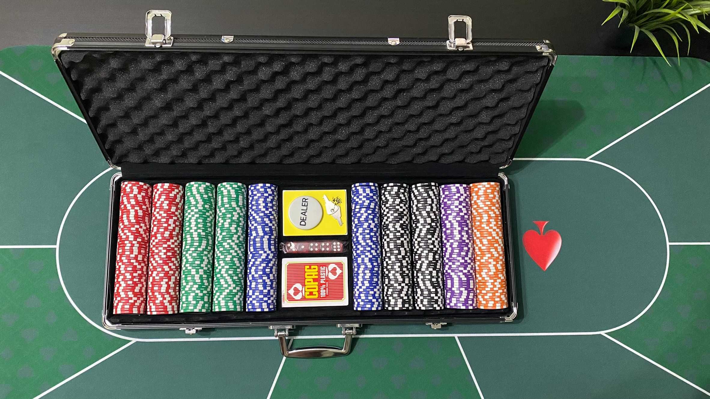 Покерный набор VIP 500 фишек, сукно, пластиковые карты