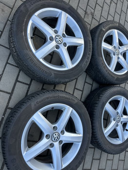 Set jante aliaj pe 16 originale vw cu cauciucuri iarna