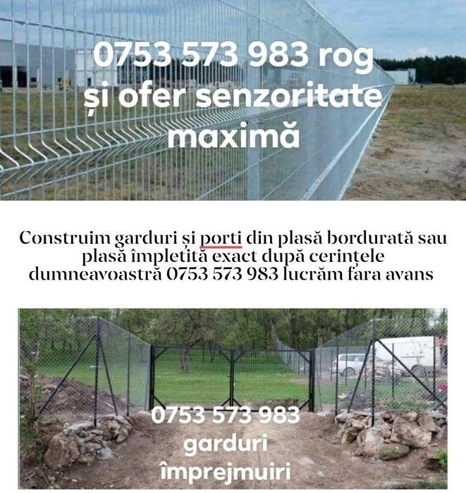 Imprejmuire permanenta si temporara terenuri cu garduri pentru orice d