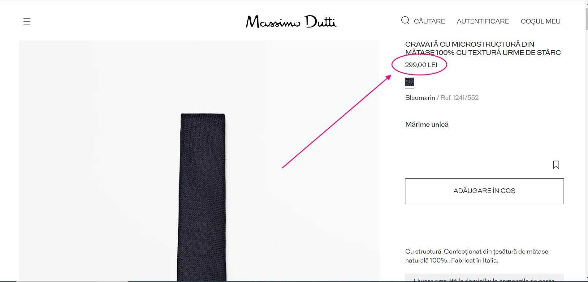 Cravată Massimo Dutti  din mătase naturală 100%  (Super Pret).