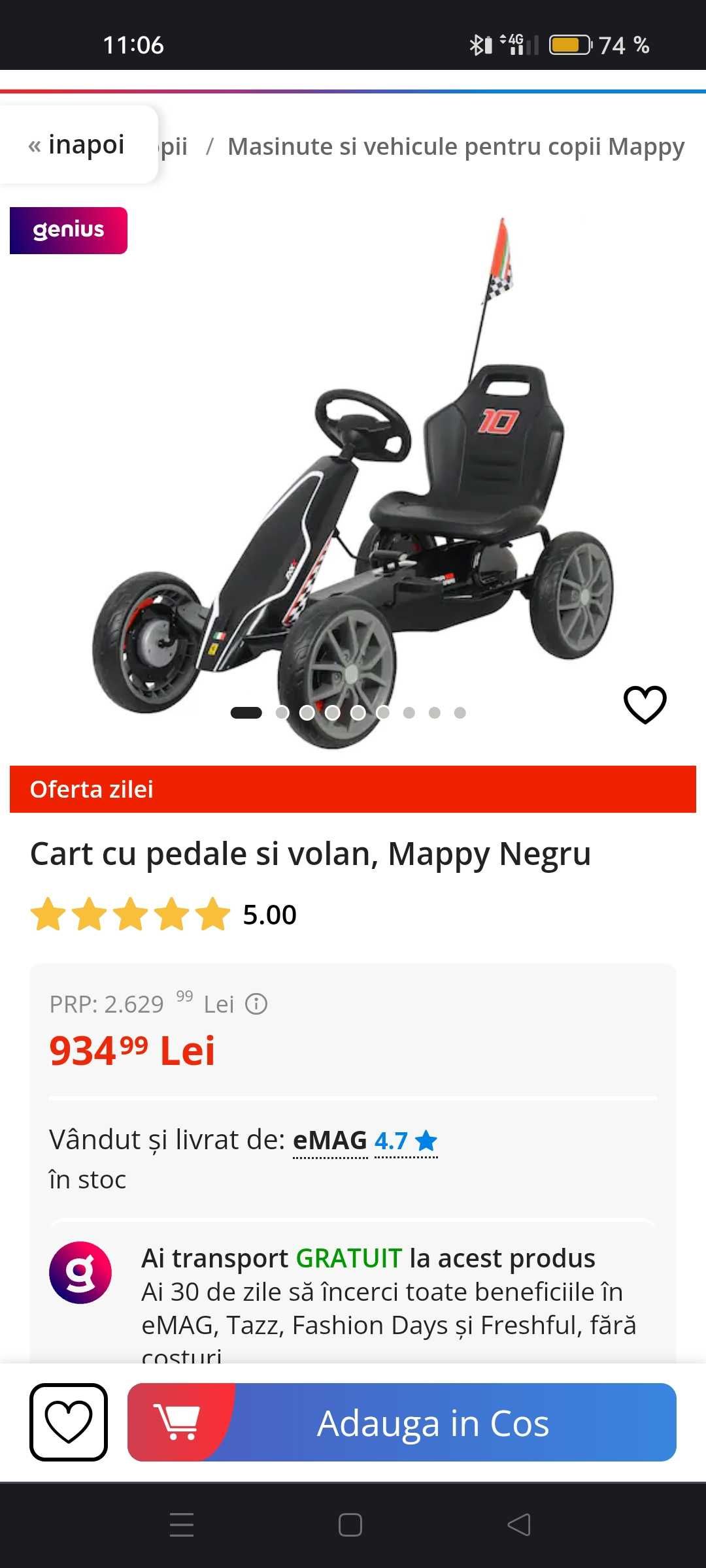 Cart cu pedale și volan